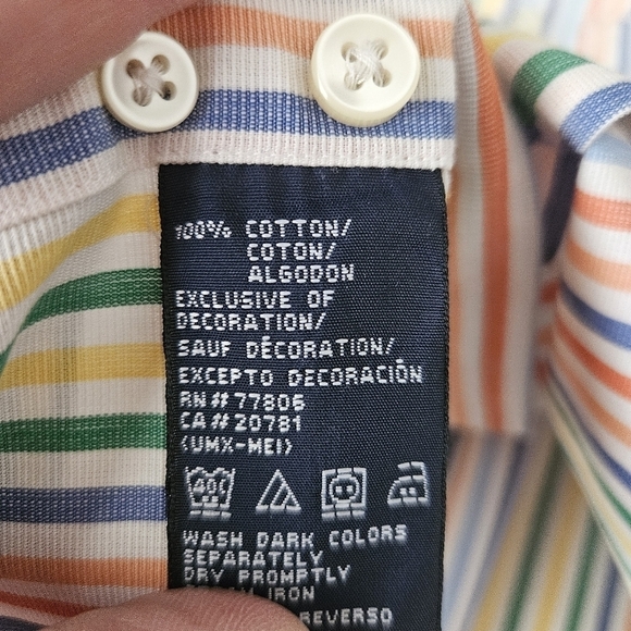 Tommy Hilfiger Button Up Shirt Mens XXL RAINBOW Casual Preppy Stripes - Picture 13 of 13